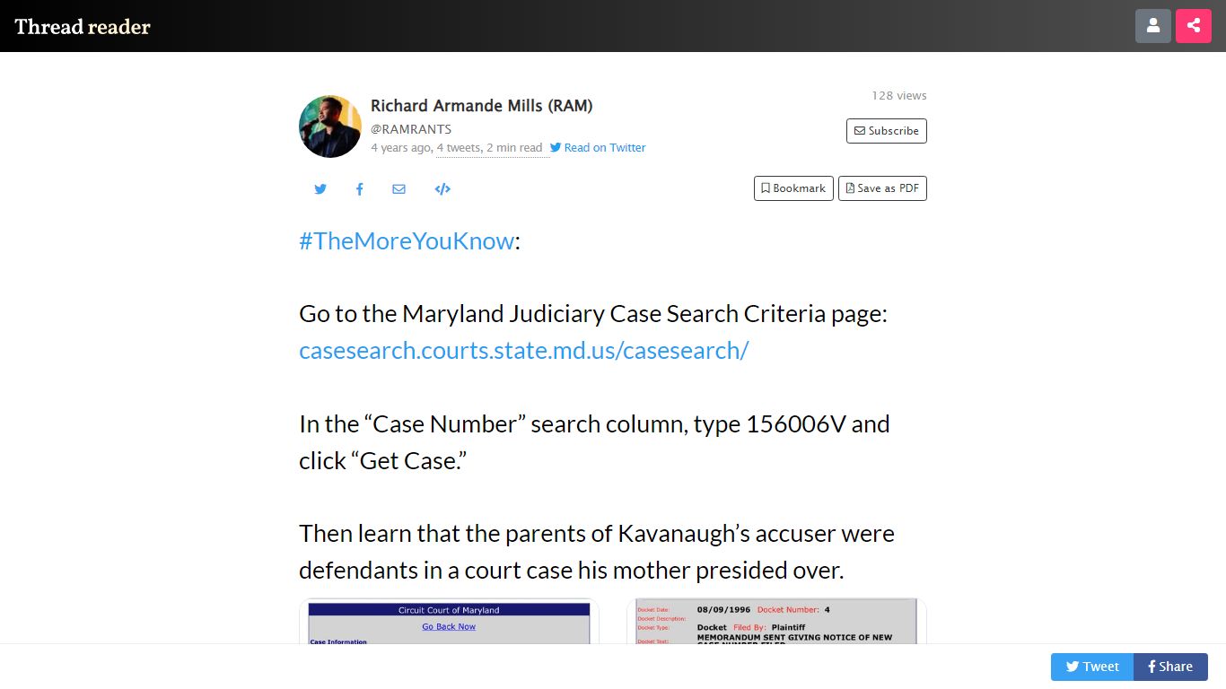 Thread by @RAMRANTS: " : Go to the Maryland Judiciary Case Search ...